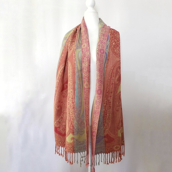 Collection Eighteen Pastel Reversible Large Scarf Wrap - Picture 8 of 13